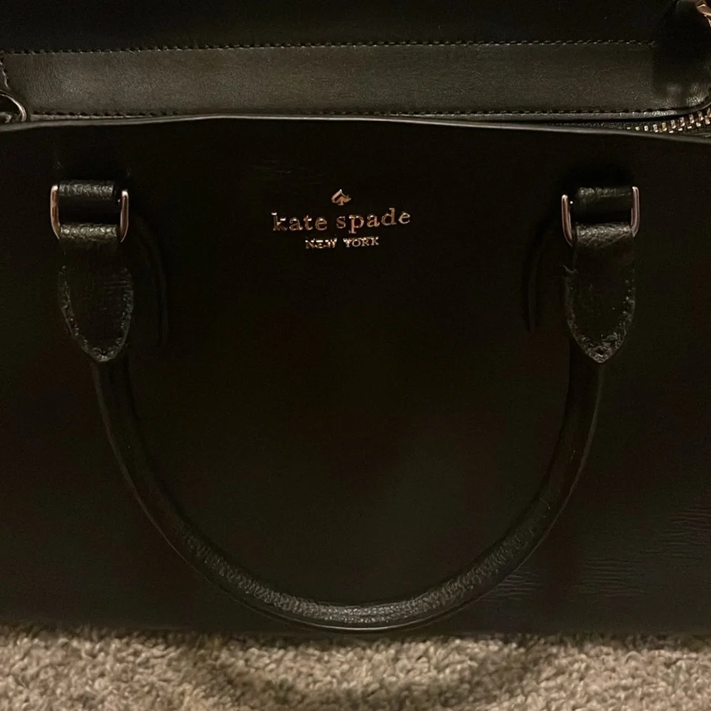 NEW black leather Kate Spade satchel two way bag - $399 retail - Picture 6 of 12